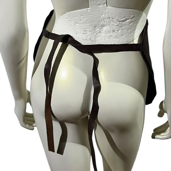 Handmade Brown Leather Half Apron Waist Work Utility Workshop Artisan Server - Picture 3 of 13